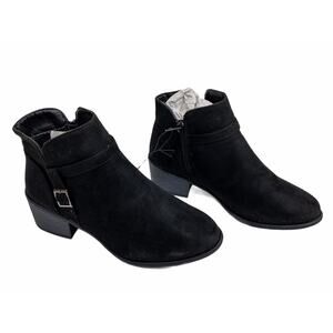 VIA ROSA Women's Black Micro Faux Suede Zip Ankle Boots 8